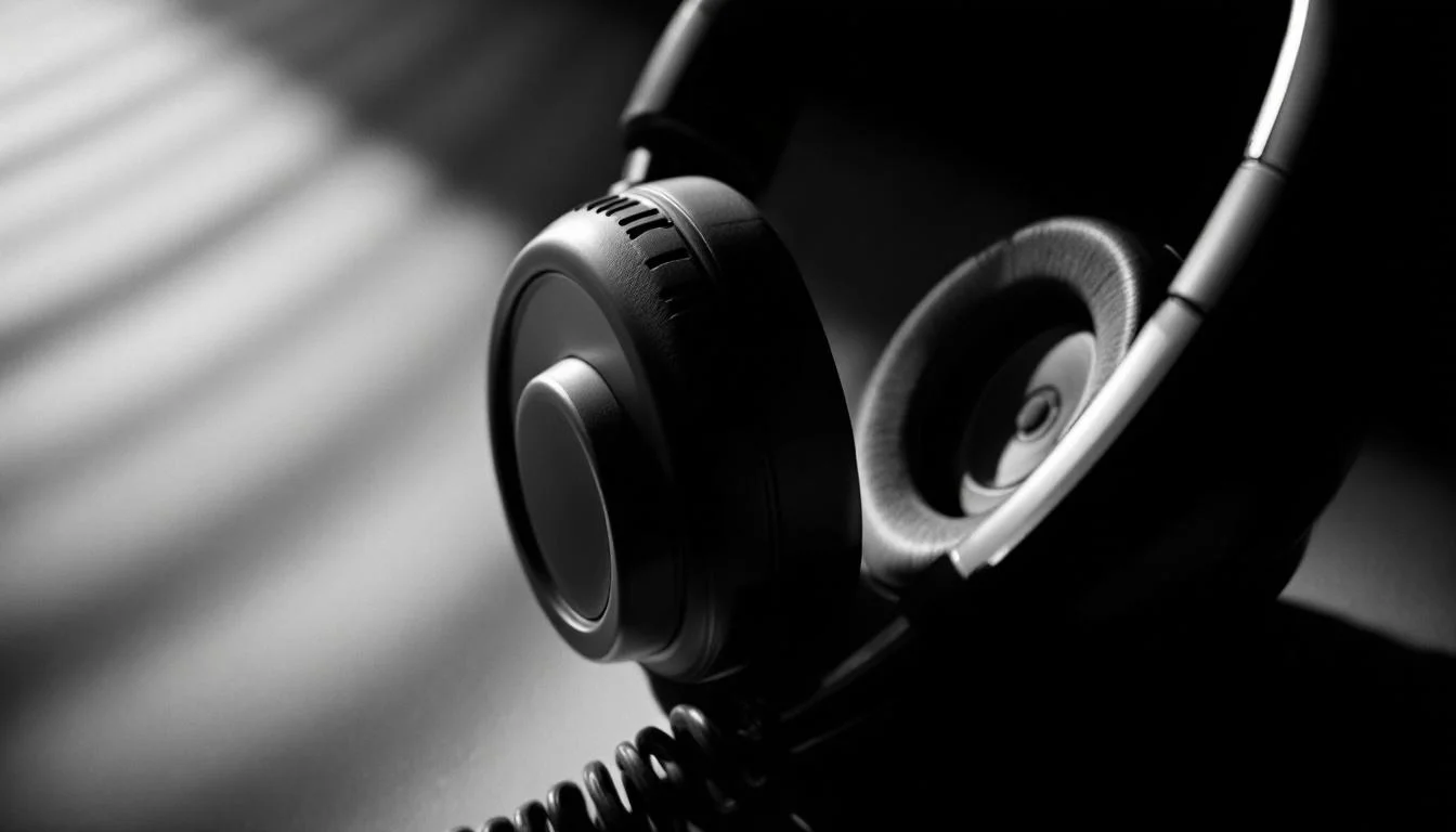 Editorial illustration: A close-up of a telephone handset or headset with the earpiece and mouthpiece positioned symmetrical — MonstarX